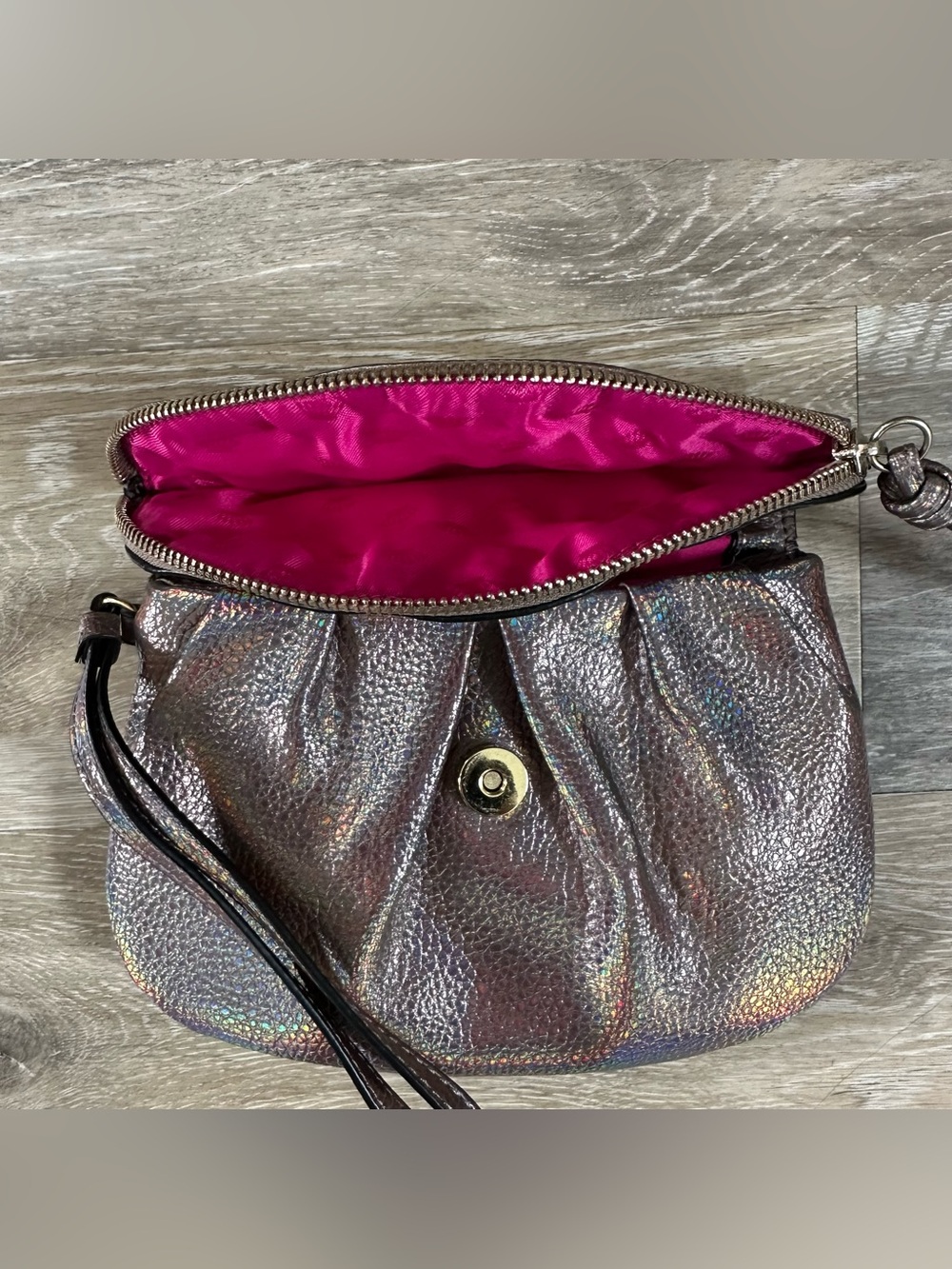 Pewter Rainbow holographic juicy couture clutch bracelet purse - Picture 7 of 7
